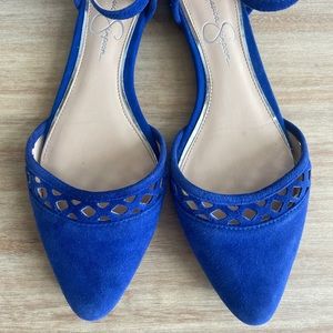Jessica Simpson Suede Blue Zuka flats, size 7.5M/37.5
